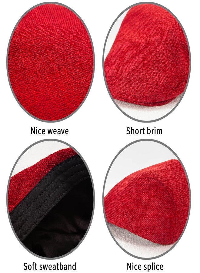 LADYBRO 2Pack Unisex Flat Cap Newsboy Hats for Men Women, Summer Casual Adjustable (Cotton, Polyester, 04486 Black+Red) - Image 5